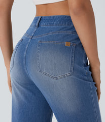 Halara Flex™ High Waisted Zipper Pockets Casual Bootcut Jeans
