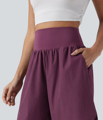 Breezeful™ High Waisted Tummy Control Split Hem Quick Dry Resort Shorts with Pockets