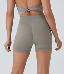 OneForm Seamless Flow High Waisted Ruched Yoga Biker Shorts 4''