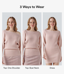 One Shoulder Long Sleeve Thumb Hole Casual Sweater