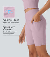 Halara UltraSculpt™ Cool Quick Dry High Waisted Tummy Control Training Biker Shorts 7'' with Pockets-UPF50+