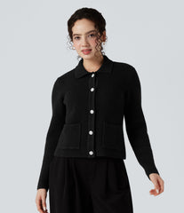 Polo Work Cardigan with Pockets
