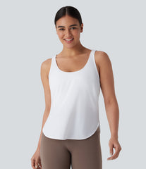 Contrast Mesh Curved Hem InstantCool Quick Dry Running Tank Top