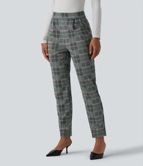 Halara Flex™ High Waisted Tapered Plaid Work Pants with Pockets