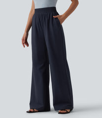 High Waisted Wide Leg Casual Pants with Pockets