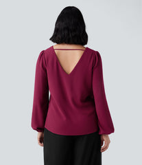 V Neck Long Sleeve Work Top