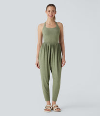 U Neck Pocket Harem Casual Jumpsuit-Easy Peezy