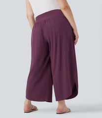 Plus Size Breezeful™ High Waisted Tummy Control Hem Quick Dry Pants with Pockets