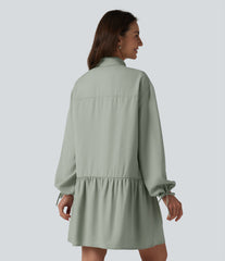Long Sleeve Mini Shirt Dress with Pockets