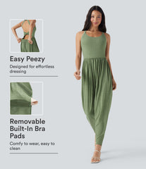 Built-in Bra Harem Casual Jumpsuit with Pockets-Easy Peezy Edition