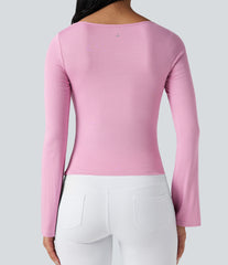 Ribbed Cowl Neck Long Sleeve Dance Sports Top