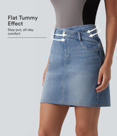 Halara Flex™ Denim Asymmetric Mid Rise Tummy Control Casual Skirt with Pockets