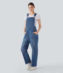 Halara Flex™ Straight Leg Denim Casual Overalls with Pockets