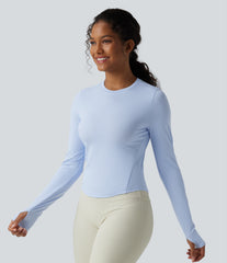Round Neck Long Sleeve Thumb Hole InstantCool Hiking Sports Top-UPF40+