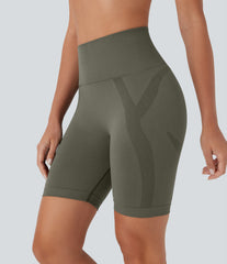 OneForm Seamless Flow High Waisted Ruched Yoga Biker Shorts 7''
