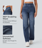 Halara Flex™ High Waisted Tummy Control Pockets Straight Leg Washed Casual Jeans