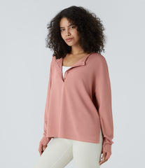 Front Thumb Hole Waffle Casual Sweatshirt
