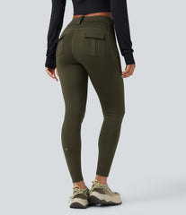 Wear-Resistant Mid Rise Cargo Hiking Leggings with Pockets