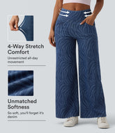 Halara Flex™ Mid Rise Tummy Control Zebra Stripe Casual Wide Leg Jeans with Pockets