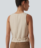 V Neck Casual Linen-Blend Vest