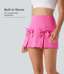 SoftlyZero™ QuickDry High Waisted Tummy Control Removable Bow Casual Skirt with Built-in Shapewear Shorts