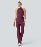 Halter Bootcut Stripe InstantCool Yoga Jumpsuit