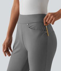 High Waisted Tapered Golf Pants with Pockets