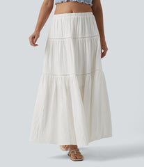 Mid Rise Flowy Maxi Skirt