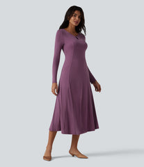 Cut Out Long Sleeve Midi Dress