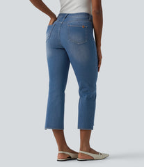 Halara Flex™ Mid Rise High-low Hem Crop Casual Bootcut Jeans with Pockets