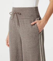 Ribbed High Waisted Tummy Control Drawstring Side Stripe Baggy Casual Pants with Pockets