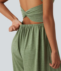 Wide Leg Capri Casual Jumpsuit with Pockets-Easy Peezy Edition