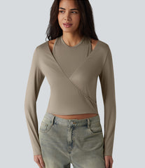 Halter Long Sleeve Casual T-Shirt