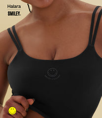 Halara X Smiley® Halara UltraSculpt™ Double Straps Twisted Backless Cropped Yoga Tank Top