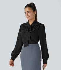 Tie Neck Long Sleeve Work Blouse