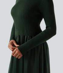 Mock Neck Long Sleeve Maxi Work Sweater Dress