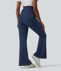 Halara Flex™ Super High Waisted Crossover Flare Casual Maternity Jeans with Pockets