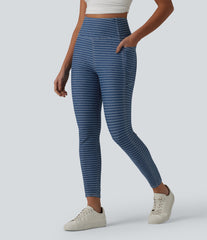 Halara Flex™ High Waisted Tummy Control Stripes Denim Casual 7/8 Leggings with Pockets