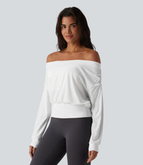 Off Shoulder Long Sleeve Oversize InstantCool Quick Dry Yoga Sports Top