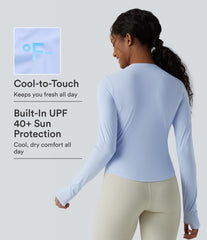 Round Neck Long Sleeve Thumb Hole InstantCool Hiking Sports Top-UPF40+