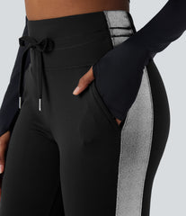 SoftlyZero™ Airy High Waisted Drawstring Pocket Color Block Full Length InstantCool Yoga Joggers-UPF50+