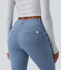 Halara Flex™ Mid Rise Stripe Flare Casual Jeans with Pockets