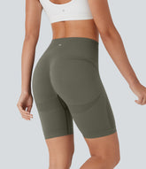 OneForm Seamless Flow High Waisted Ruched Yoga Biker Shorts 7''