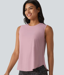 Round Neck Curved Hem InstantCool Workout Tank Top-UPF50+