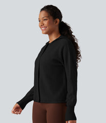 Hooded Long Sleeve Drawstring Casual Cardigan