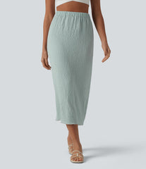 High Waisted Midi Casual Skirt