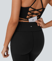 SoftlyZero™ High Waisted Contrast Lace Yoga Bootcut Leggings with Pocket-UPF50+