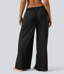 Mid Rise Resort Baggy Pants with Pockets