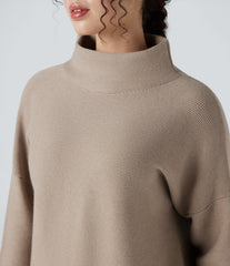 Mock-neck Long Sleeve Casual Sweater