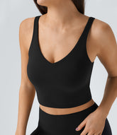 Padded V Neck Cropped Yoga Tank Top A-D Cups